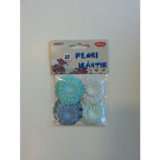 AD071A - Flori de hartie 32buc/set - tonuri de albastru