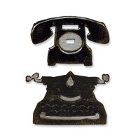 15 - 657839 - Sizzix Movers & Shapers Magnetic - Set 2 piese - Vintage Telephone & Typewriter - by Tim Ho