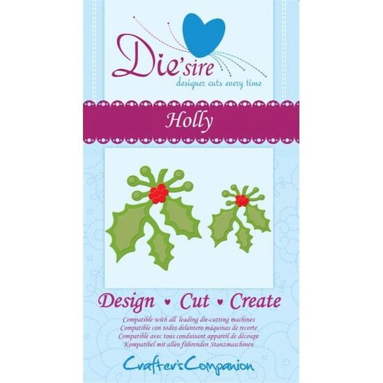 DS-HLLY Set 4 cuttere Holly - Crafters Companion