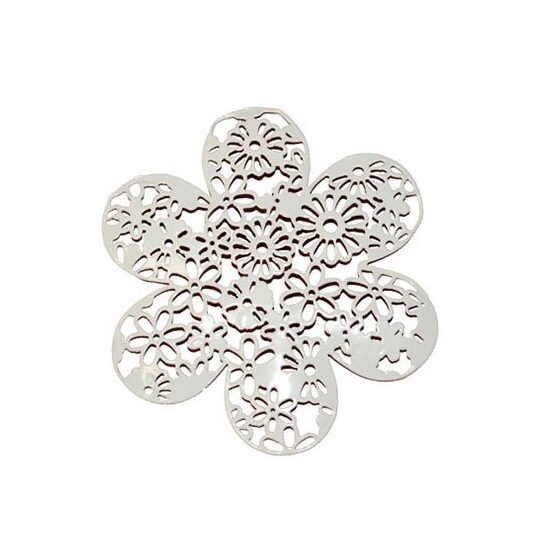 KM74 - Decoratiune metal alba - STAMP. floare