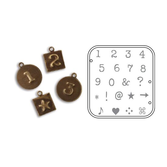 22 - 657935 - Placuta embosare pt carton si metale - Typewriter Numbers - Vintaj