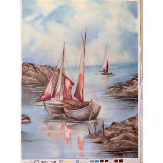 CRT0110 - Hartie decupaj OFERTA - 50x70 - peisaj cu barci