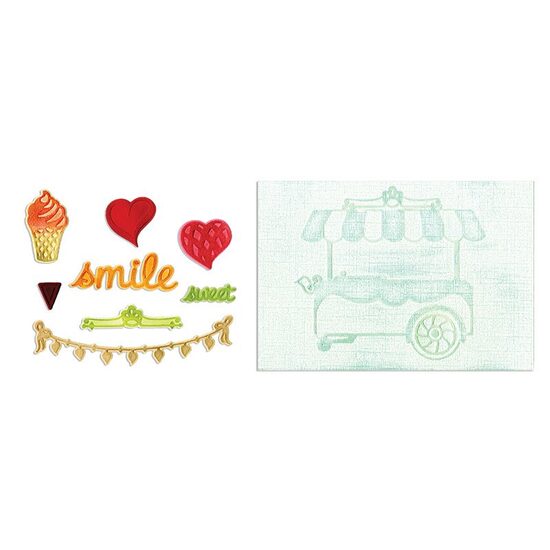 D - 658477 Set 8 cuttere Framlits si 2 placi embosare - Sweet Shoppe - Sizzix