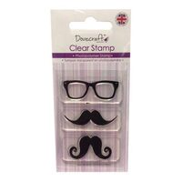 DCCS025-Set 3 stampile din silicon - Moustache & Glasses-CS-R