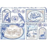 DFS294 - Hartie de orez Stamperia 48x33cm - British post card with square