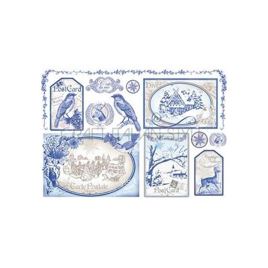 DFS294 - Hartie de orez Stamperia 48x33cm - British post card with square