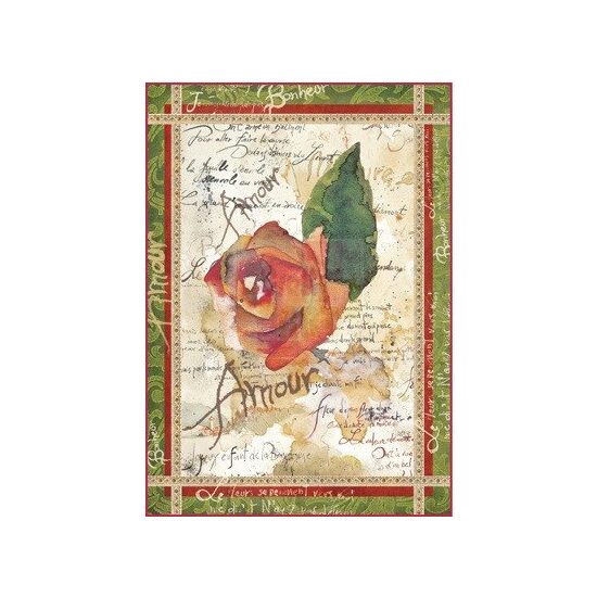 DFSA4038 - Hartie de orez Stamperia A4 cm - Flowers and poems