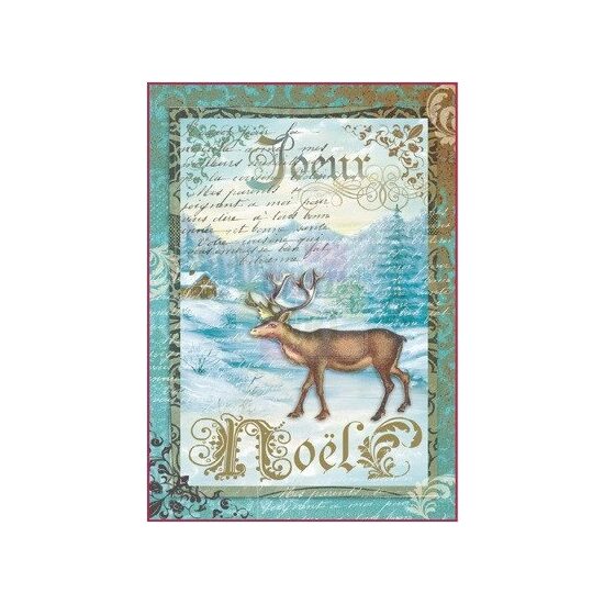 DFSA4039 - Hartie de orez Stamperia A4 cm - X MAS reindeer