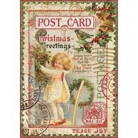 DFSA4044 - Hartie de orez Stamperia A4 cm - Christmas post card