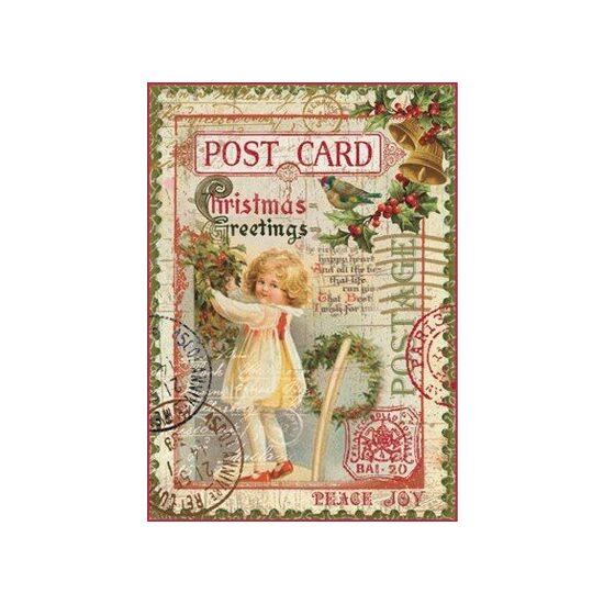 DFSA4044 - Hartie de orez Stamperia A4 cm - Christmas post card