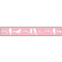 NST011 - Panglica printata 15mm x 5m - Stamperia - Birds on pink background