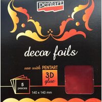 20739 - Set 5 buc folie transfer, rosu metalizat - Pentart