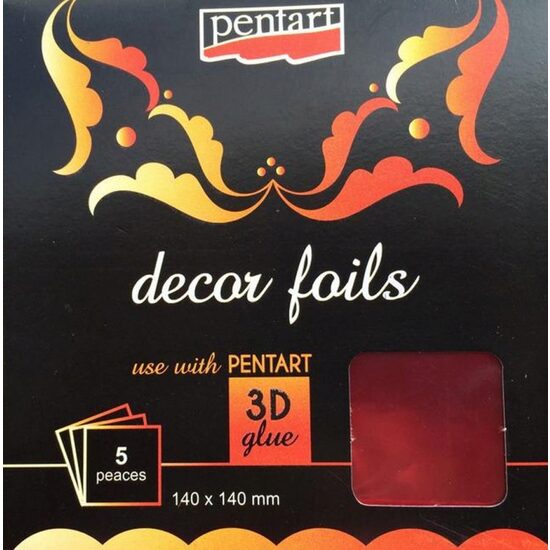 20739 - Set 5 buc folie transfer, rosu metalizat - Pentart
