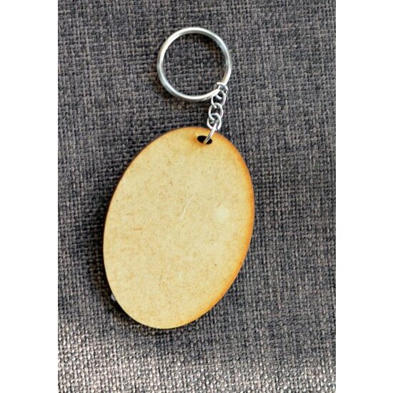 Breloc MDF oval - 5x6.8cm - RIL.