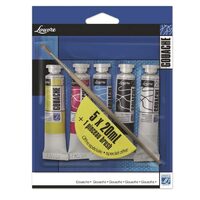 Set tempera - guase 5 x 20ml plus pensula Lefranc