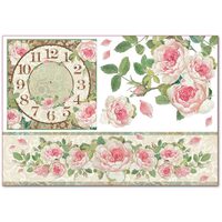 DFS312 - Hartie de orez Stamperia 48x33 cm - clock with roses