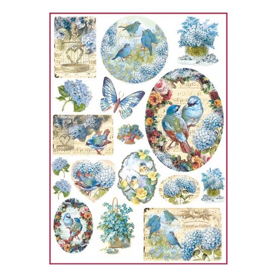 DFSA4077 - Hartie de orez A4 - Stamperia - birds and butterfly