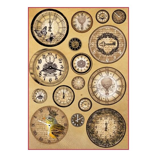 DFSA4093 - Hartie de orez A4 - Stamperia - vintage clocks