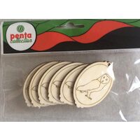 21684 - Set 6 figurine lemn - medalion bufnita 6cm - Pentart