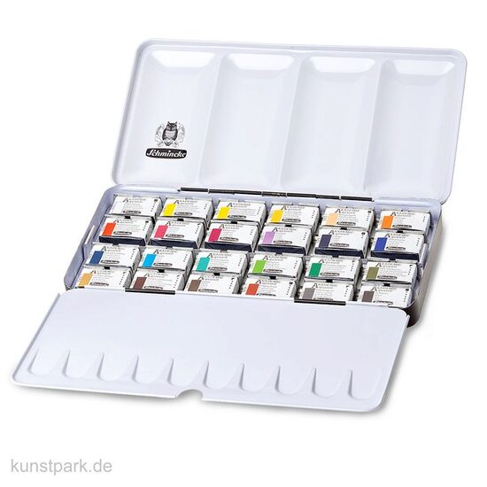 75425097 Set 24 acuarele mari Akademie cutie metalica - Schmincke
