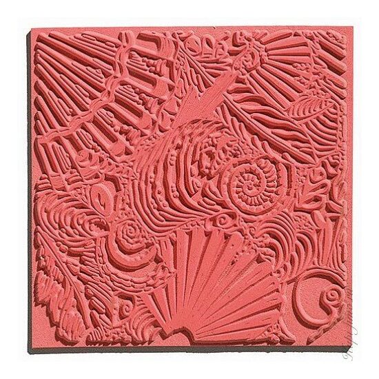 CE95008 - Placa de textura, stampila cauciuc - 9x9cm - Cernit - Shells