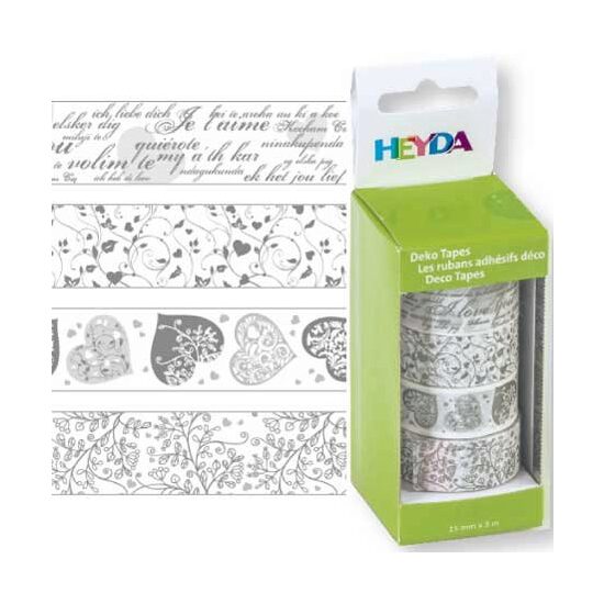 203584385 - Set 4 deco tapes - washi tapes - scoci hartie imprimat - I love you - Heyda
