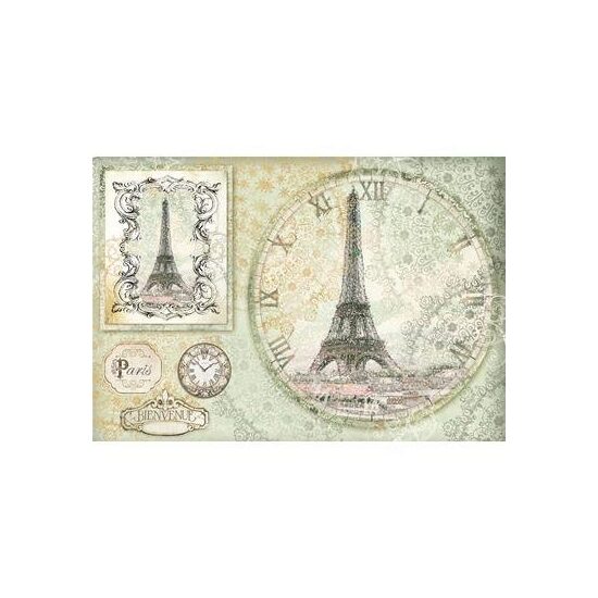DFS347 - Hartie de orez Stamperia 48x33 cm - Tour Eiffel watch