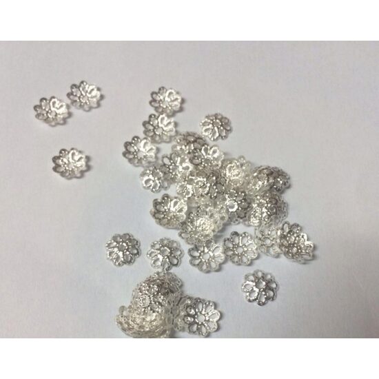 1138B - Set 10 gr. capacel floricica argintiu - 7mm