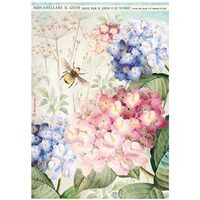DFSA4182 - Hartie de orez A4 - Hydrangeas and bee - Stamperia