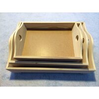 Set 3 tavi lemn / MDF - natur - RIL