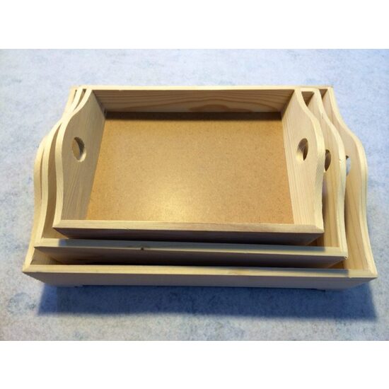 Set 3 tavi lemn / MDF - natur - RIL