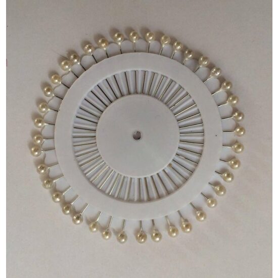 Set 40 ace cu perla alba, rotunda POR