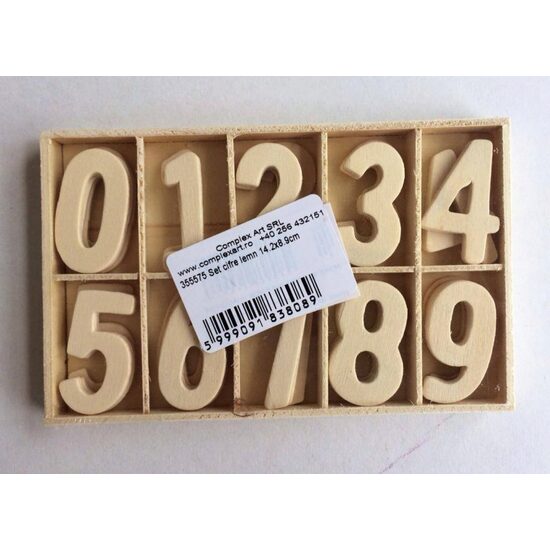 355575 - Set cifre lemn 14.2x8.9cm - 50 buc - ANT-CH