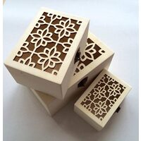 355986 - Set 3 cutii lemn cu capac traforat - model floral - ANT-CH