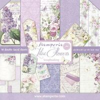 SBBL21 - Bloc 10 coli scrapbooking cu 2 fete, 30.5x30.5cm, 170gr. Lilac flowers - Stamperia