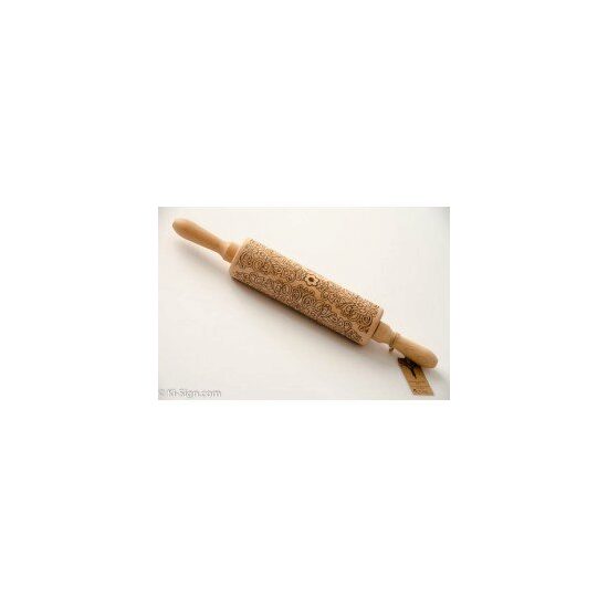 R-07 - Rola din lemn, gravata cu laser - floare si arabescuri - KI-SIGN