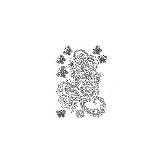 TRN-ARABESQ - Abtibild transferabil pt. textile - arabescuri negre cu fluturi - 21.8x30cm - KI-SIGN