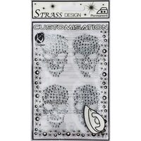 MSM-08 - Ornament cap de mort , transferabil pe textile, din strasuri - 9.5x14.5cm - KI-SIGN