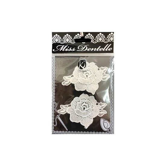 MD21 - Ornament transferabil pe textile, trandafir din dantela - 10x18.5cm - KI-SIGN