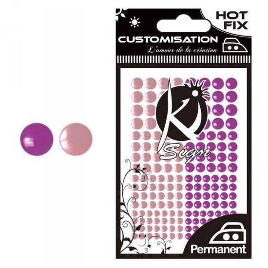 C-METAL-PINK - Strasuri rotunde, termocolante roz, 176buc - 3, 4, 5, 6mm - KI-SIGN