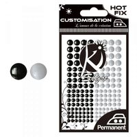 C-METAL-BL WH - Strasuri rotunde, termocolante alb - negru, 176buc - 3, 4, 5, 6mm - KI-SIGN