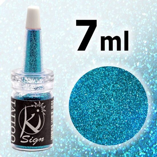 KS-GLI136A - Glitter 7ml pt. tatuaj si body painting - UV albastru - KI-SIGN