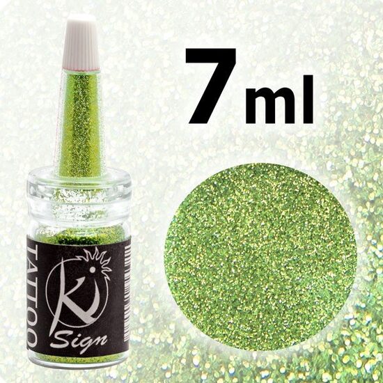 GLI336C - Glitter 7ml pt. tatuaj si body painting - UV verde mar - KI-SIGN