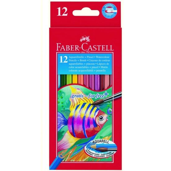 114413 Set 12 creioane acuarela + 1 pensula - Faber-Castell