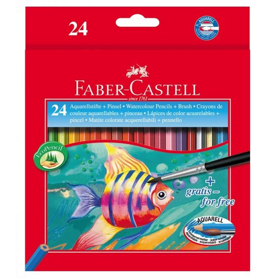 114425 Set 24 creioane acuarela + 1 pensula - Faber-Castell