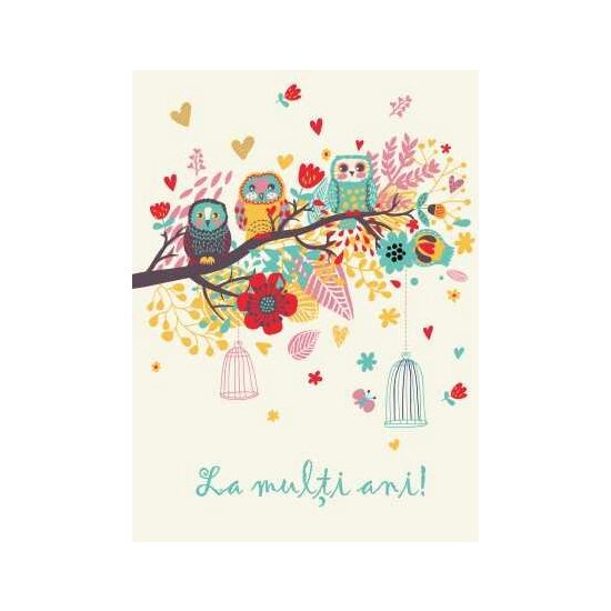 HB0006 Felicitare - La multi ani - bufnite - LIBR