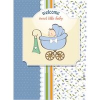 N0007 Felicitare - welcome baby - albastra - LIBR
