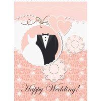N0006 Felicitare - Happy wedding - roz - LIBR