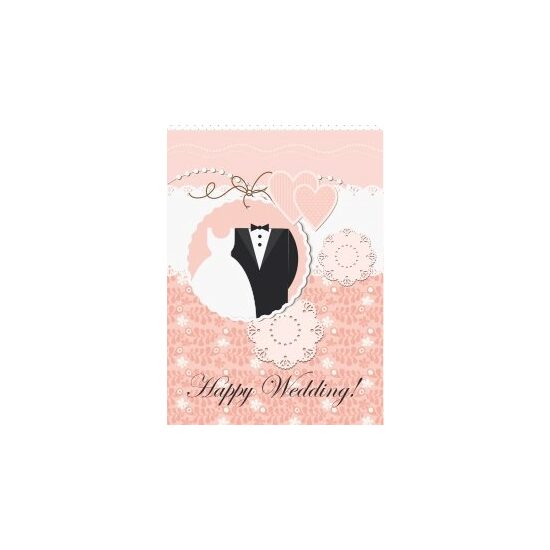 N0006 Felicitare - Happy wedding - roz - LIBR