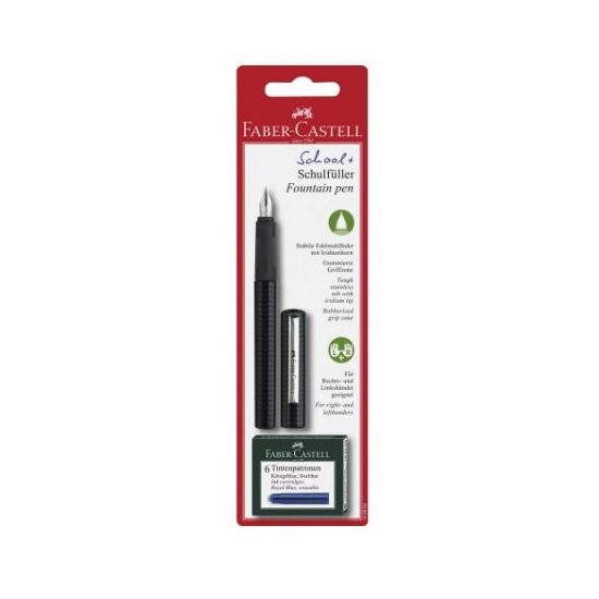 149809 Blister Stilou Scolar Carbon si 6 Cartuse Faber-Castell